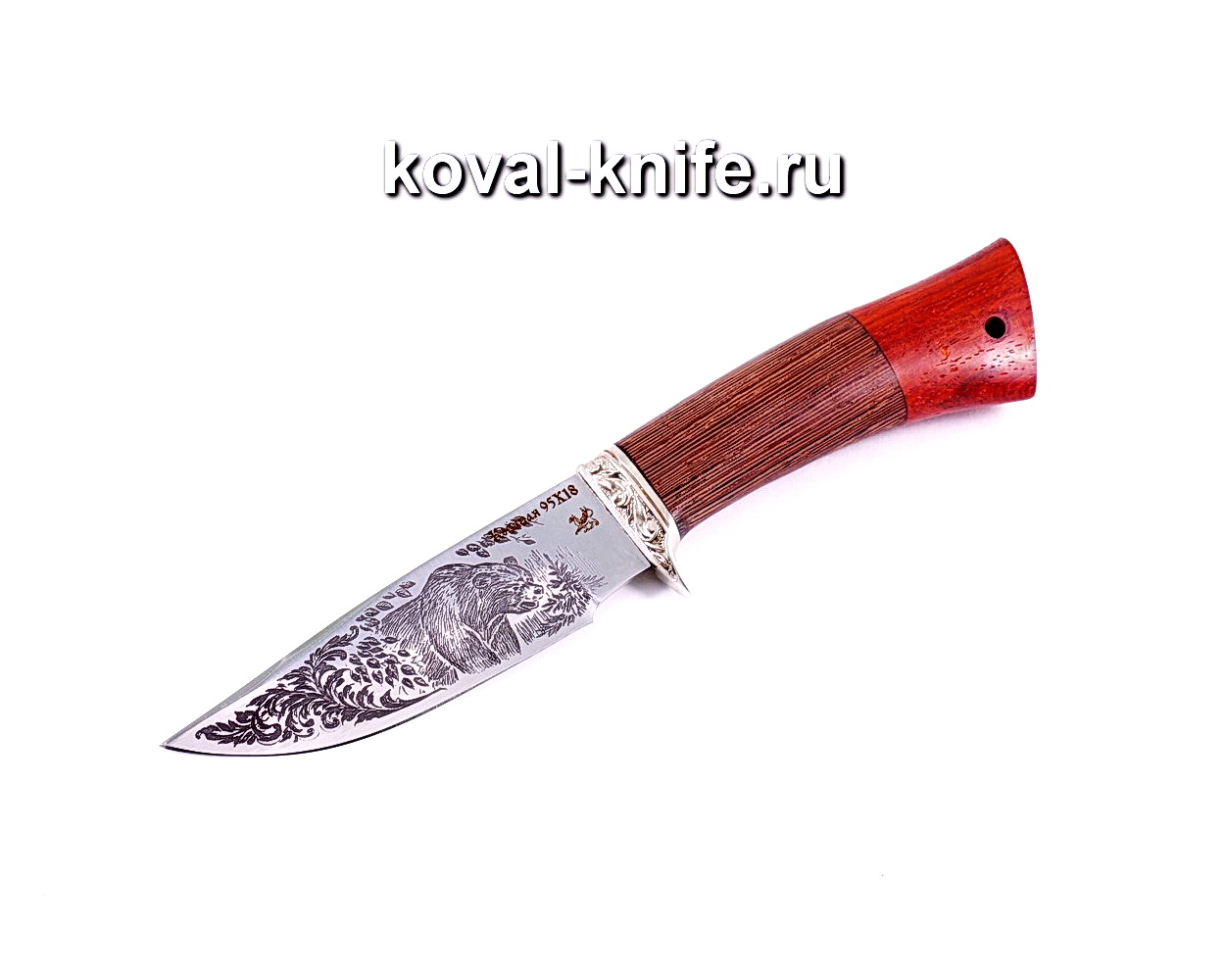 Knife Norwegian (steel 95×18), wenge handle, padauk, cast A026