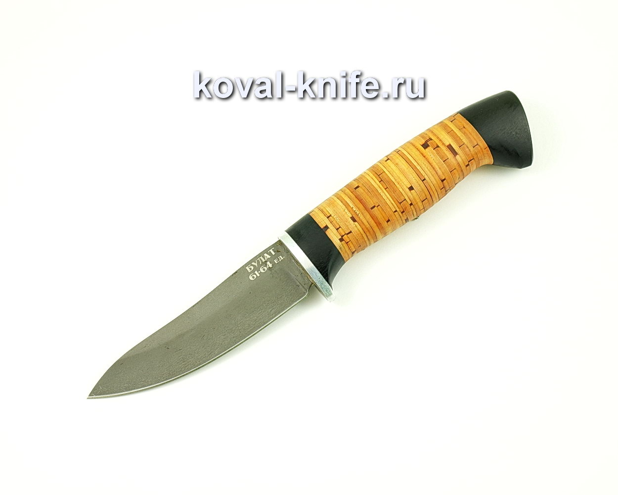 Steel doe knife Damask steel (hilt handle, birch bark) A423