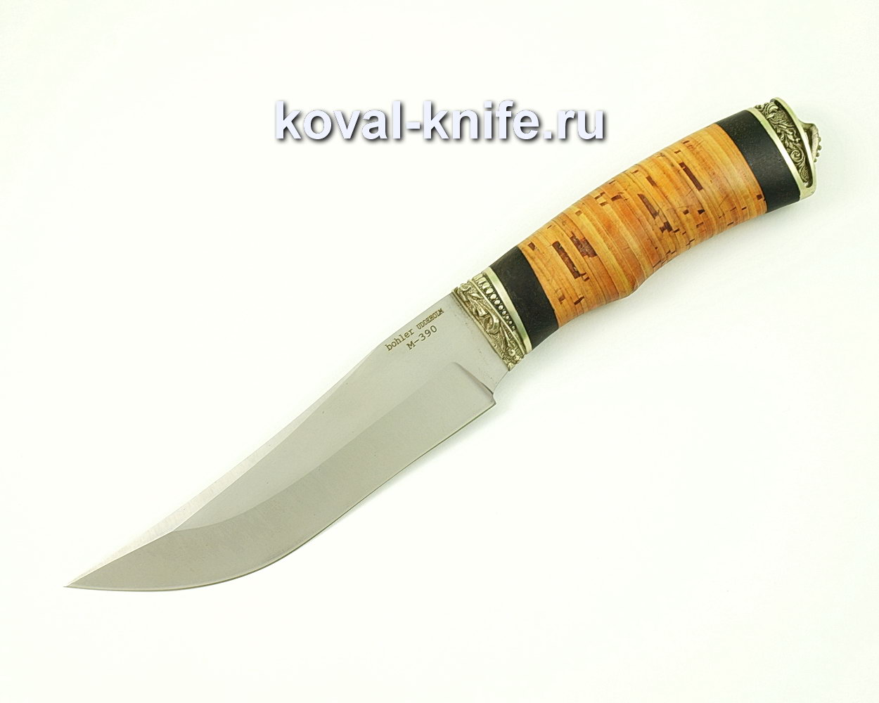 Knife Klych from powder steel M390 (bark handle and hornbeam, cast nickel silver) A389