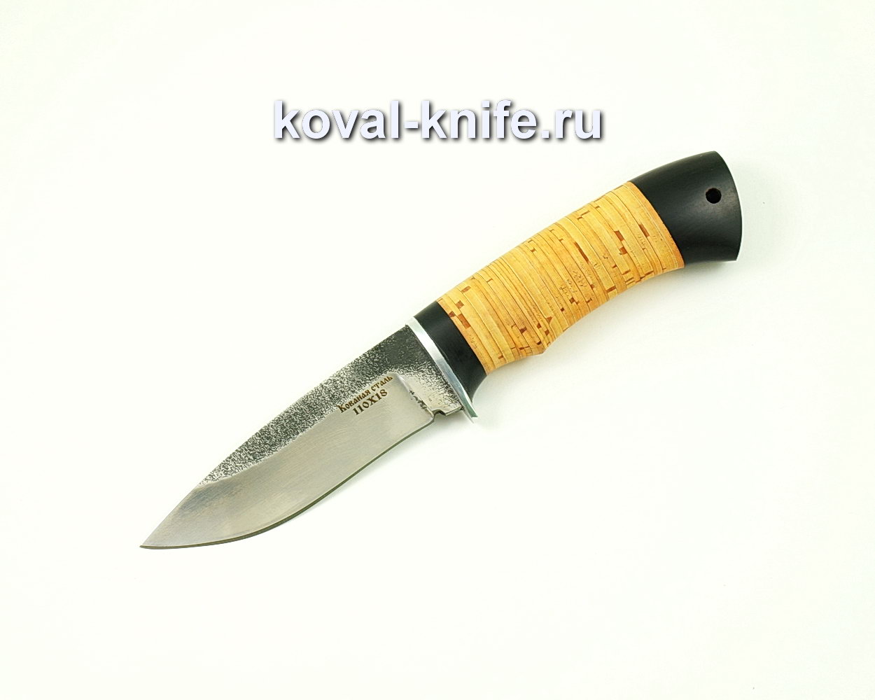 Sapsan knife from steel 110×18 (birch bark handle, hornbeam) A412