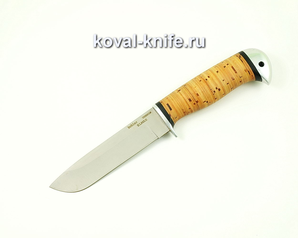 Squirrel knife from Elmax powder steel (hornbeam and birch bark handle) A395