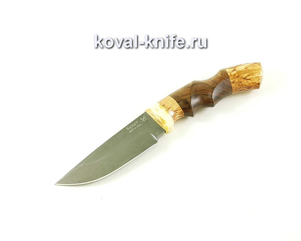 Knife Norway (Damascus steel), hilt bone, slide, walnut A050