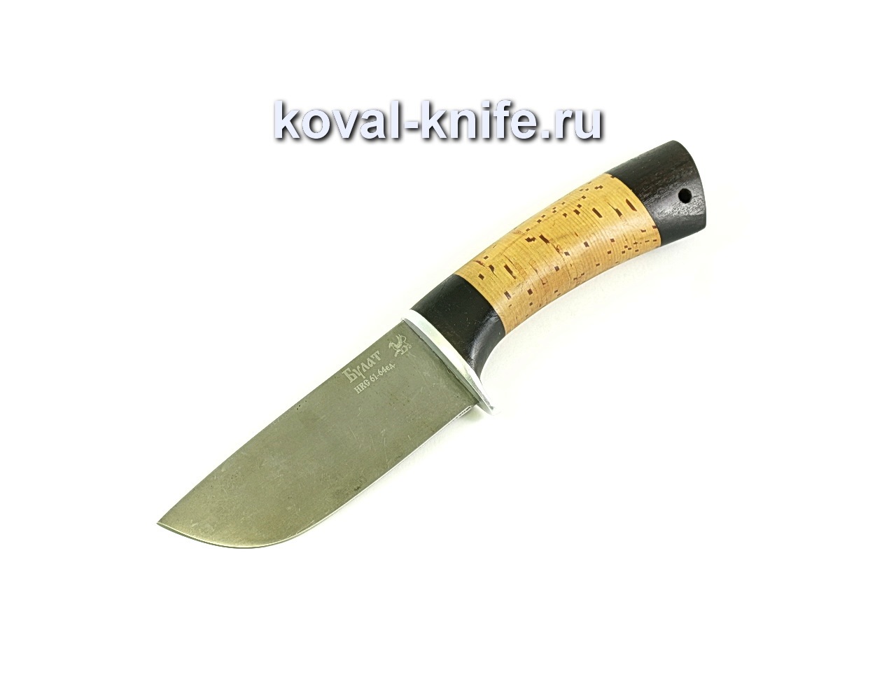 Knife Beaver (steel Damascus steel), hilt hornbeam, birch bark A091