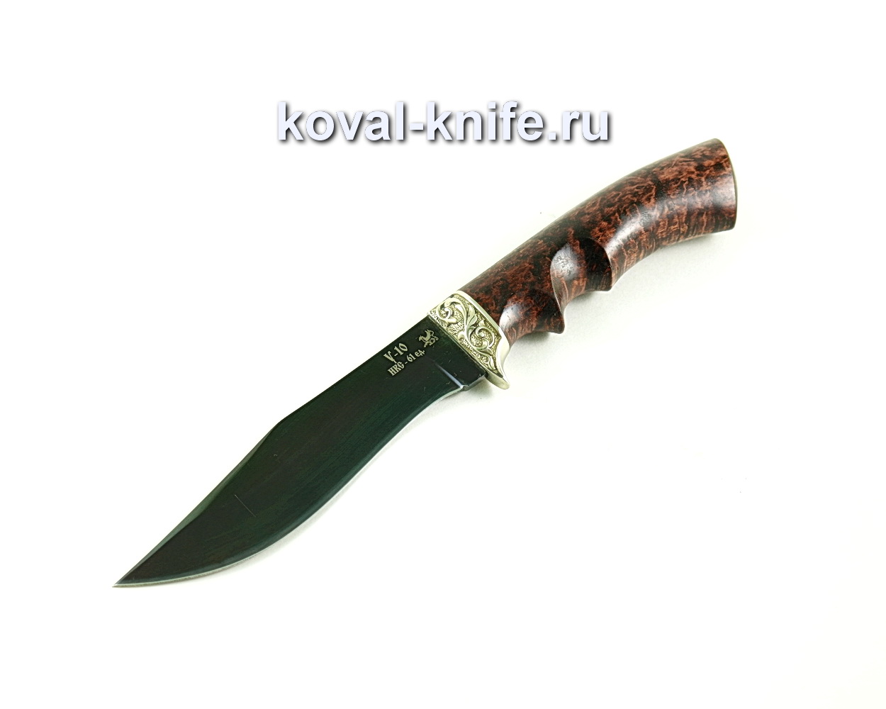 Hunting knife (steel U10), handle Karelian birch, casting A296