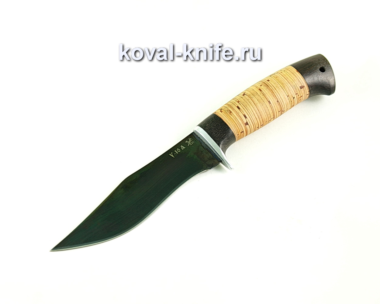 Hunting knife (steel U10), hilt horn, birch bark A303