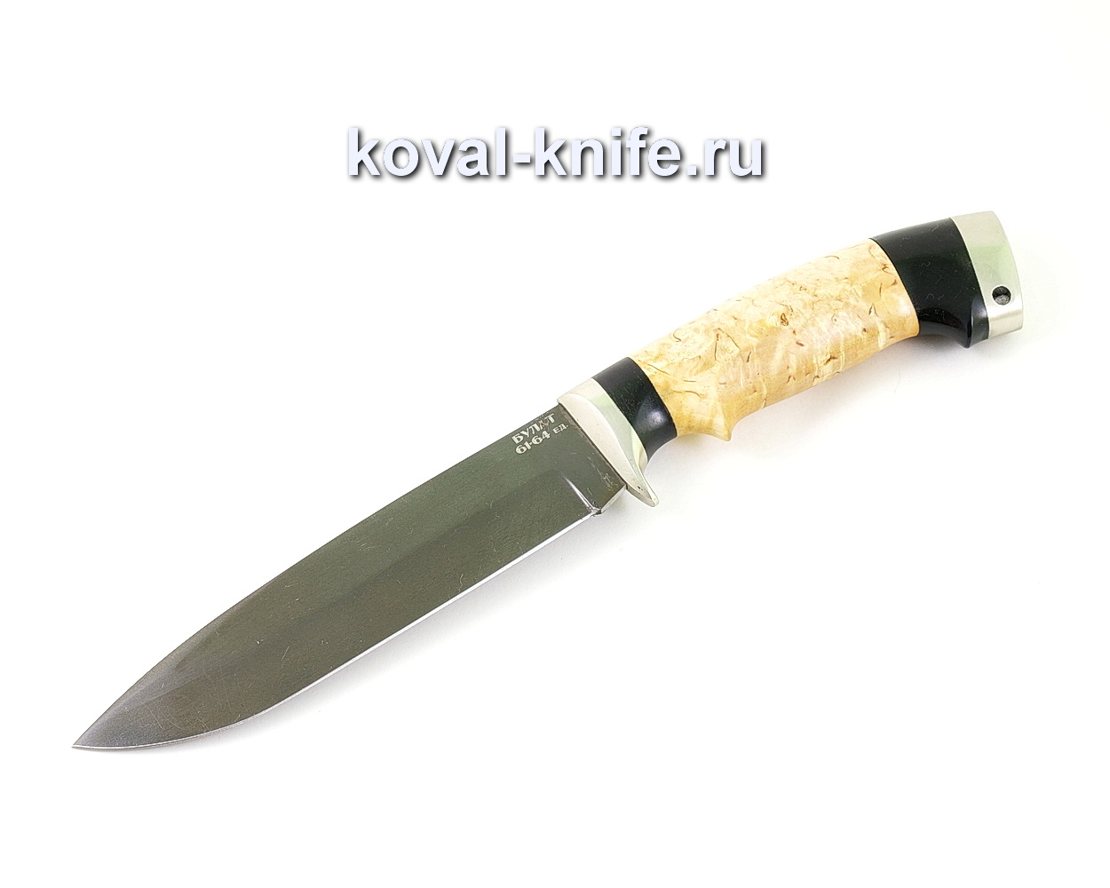 Damask steel knife Tourist (Alloy damask steel, handle Karelian birch, hornbeam) A462