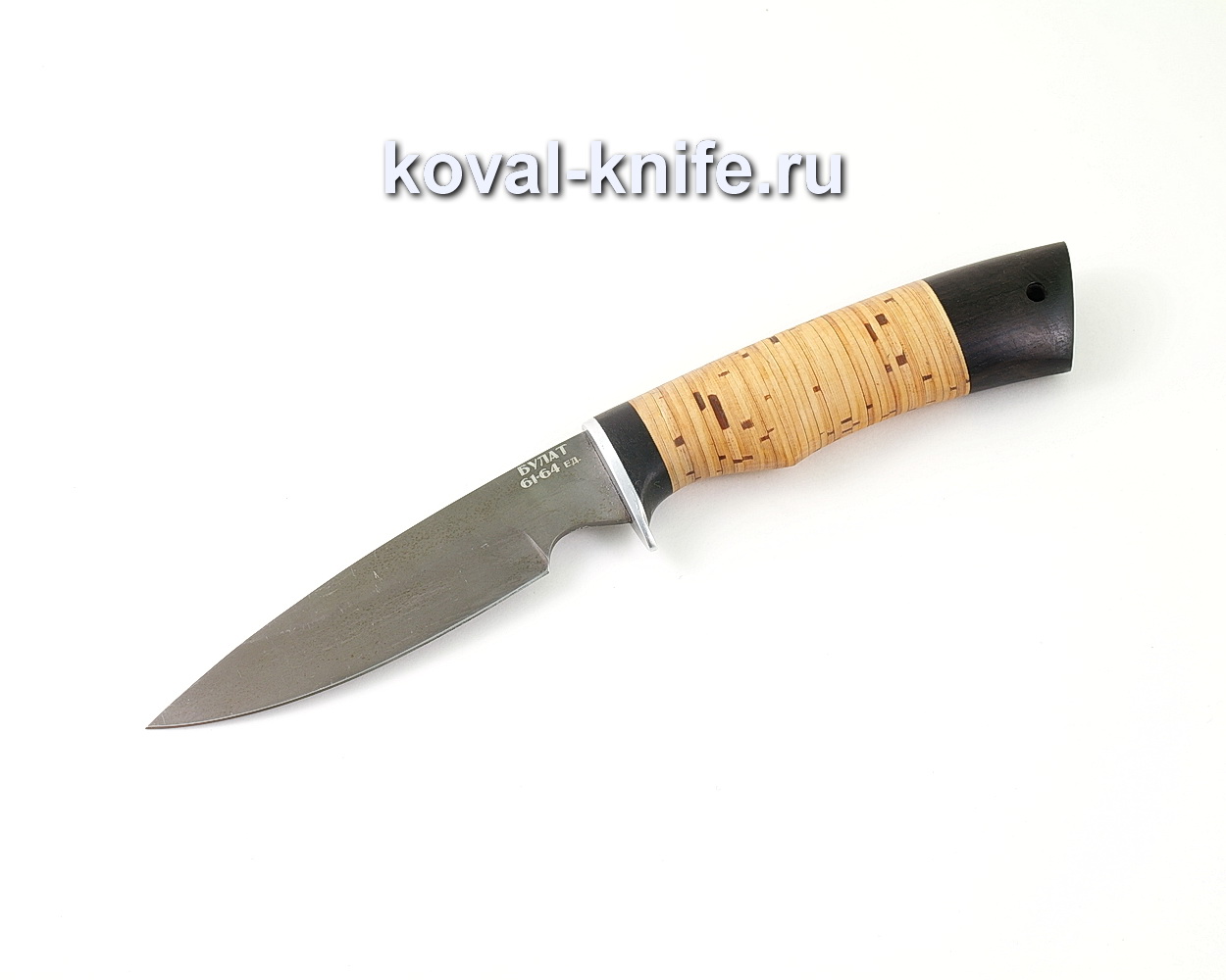 Damask steel knife Dive (Alloy damask steel, bark handle and hornbeam) A469