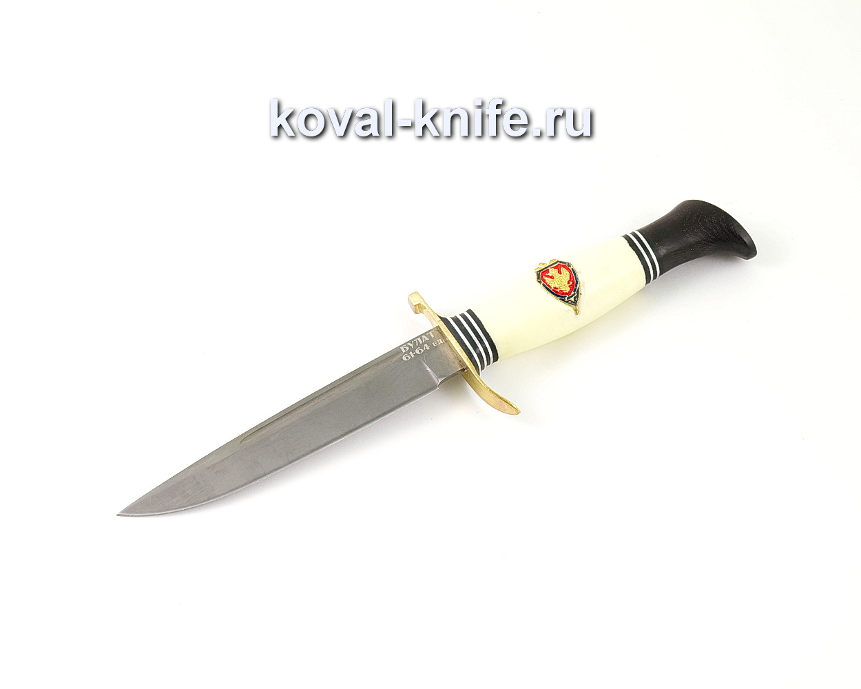 Damask steel knife Finca NKVD with the FSB mark (Alloy damask steel, plastic handle, hornbeam, brass) A472