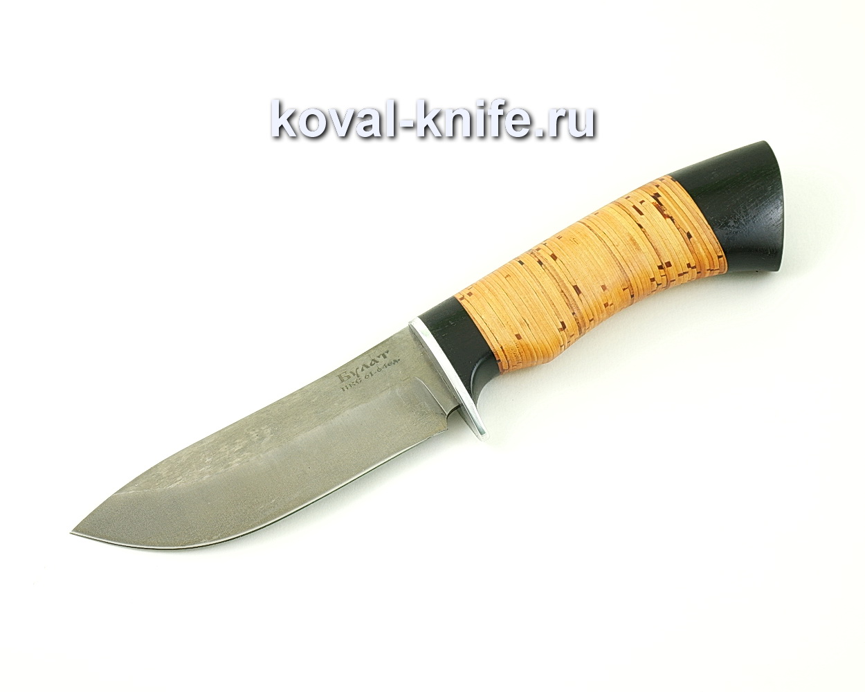 Damask steel knife Wild boar (Alloy damask steel, bark handle and hornbeam) A478