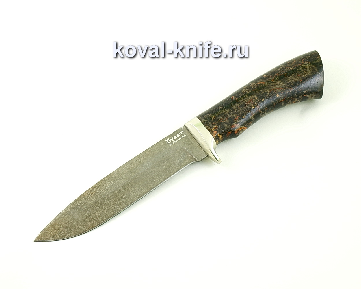 Damascus steel knife Olympus (Alloy damask steel, handle stabilized Karelian birch, cast nickel silver) A480