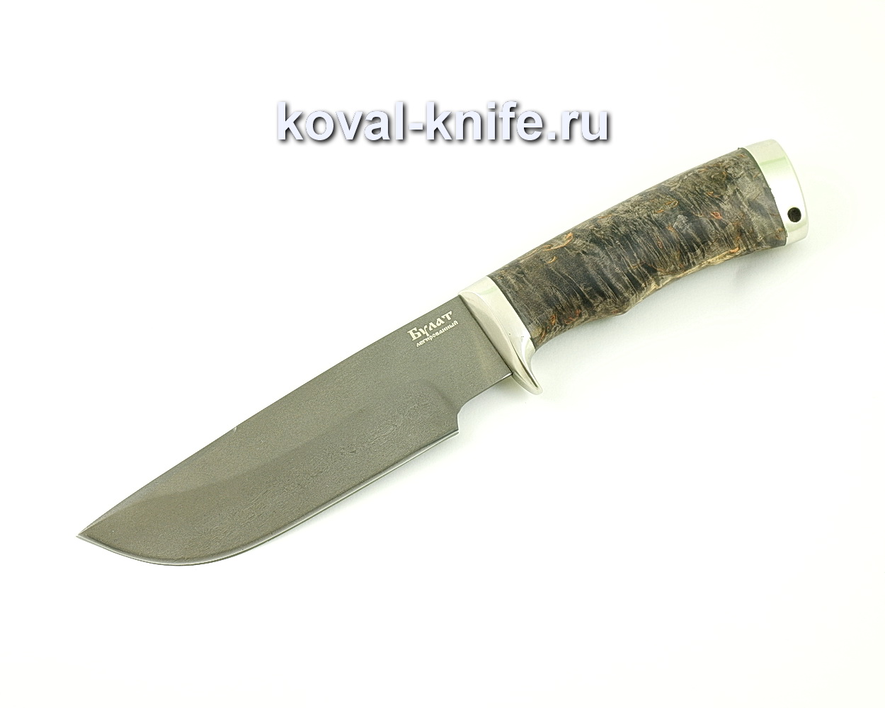 Damascus steel knife Bars (Alloy damask steel, handle stabilized Karelian birch, cast nickel silver) A481