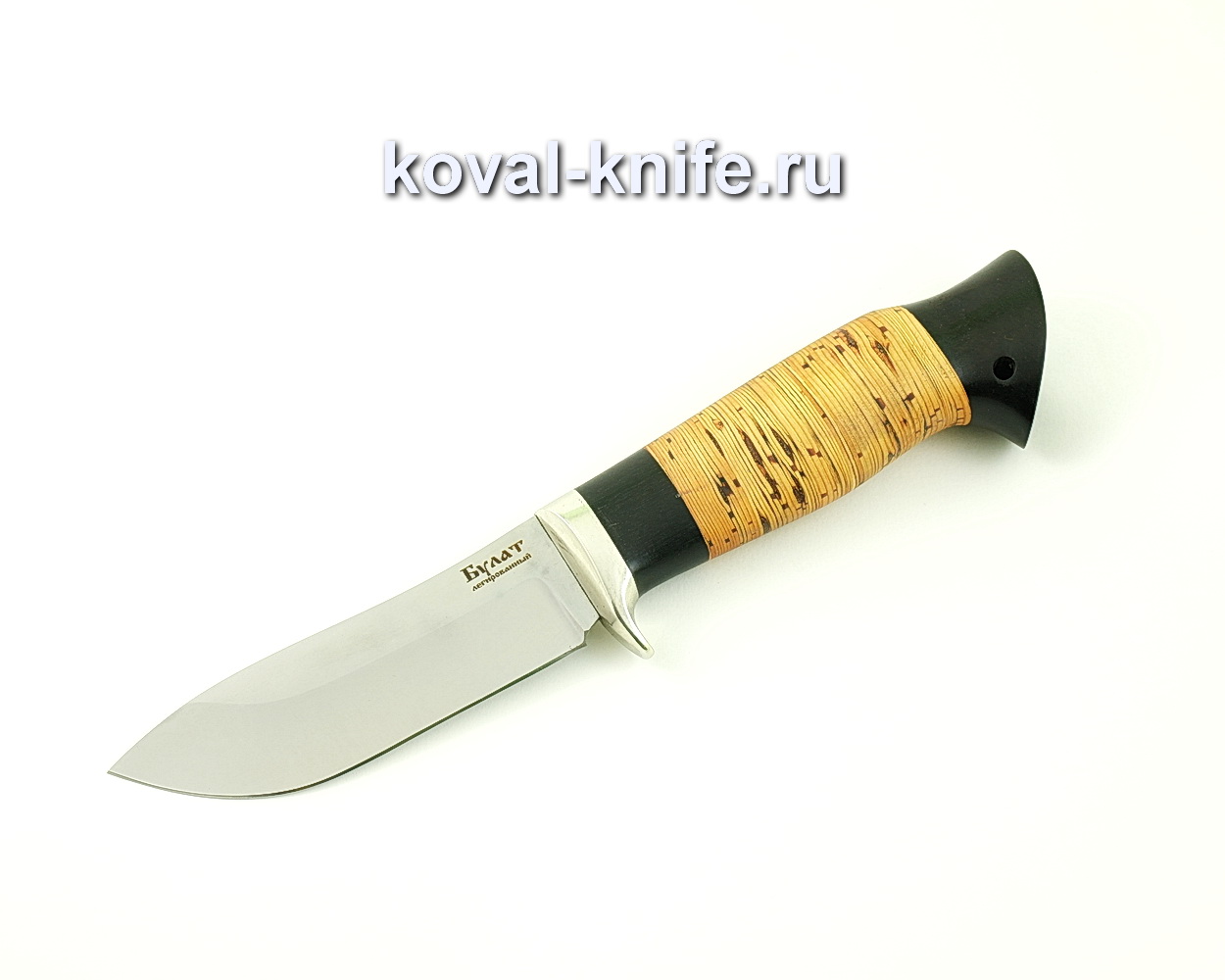 Damask steel knife Wild boar (Alloy damask steel, birch bark handle and hornbeam) A484