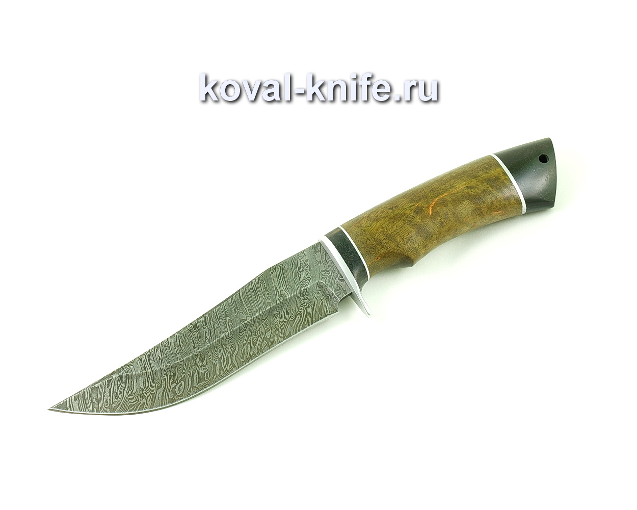 Damascus steel knife Klych (stabilized Karelian birch handle and hornbeam) A496