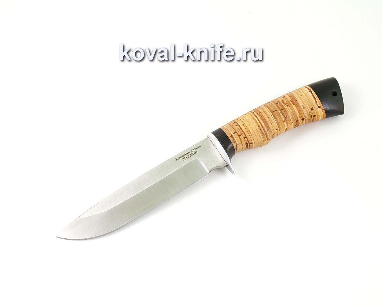 H12MF Tourist forged steel knife (bark handle and hornbeam) A499