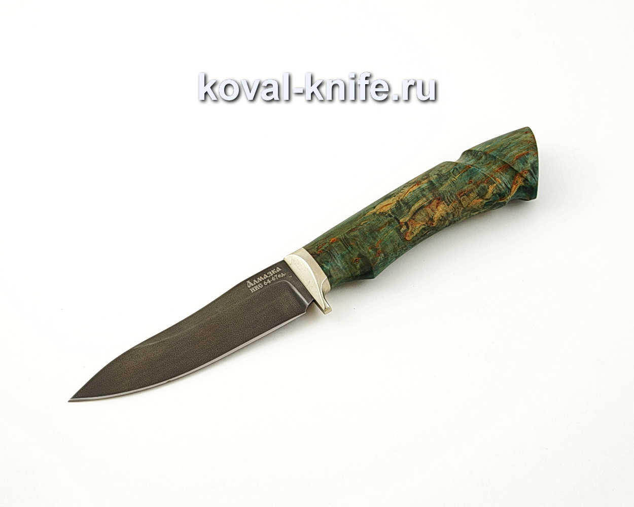 Knife from forged steel X12MF Plastun (leather and hornbeam handle, cast brass) A500