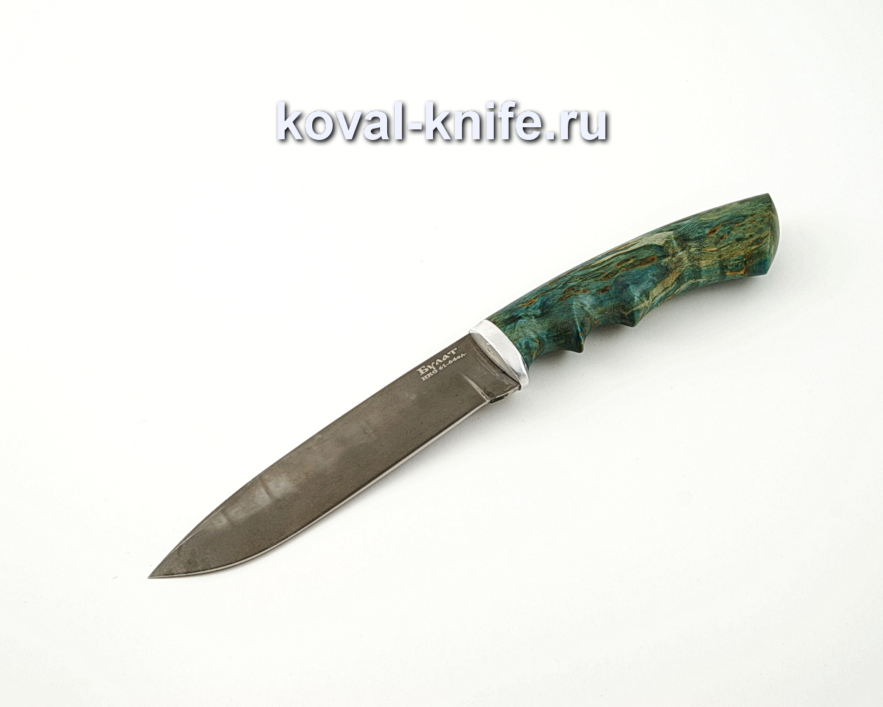 Squirrel knife from R12M quick cutter with a handle from stabilized Karelian birch, garda cupronickel A523