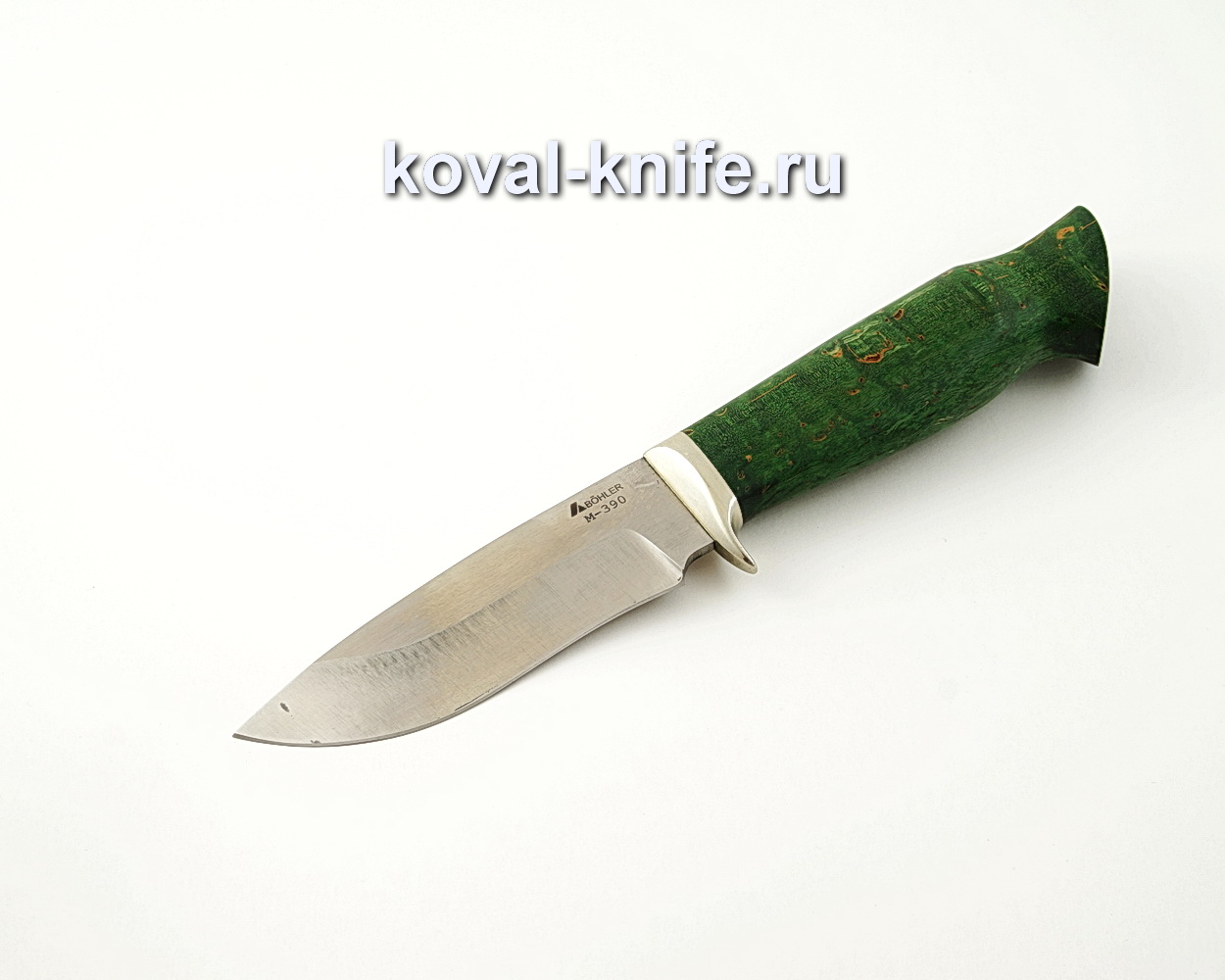 Sapsan-2 knife from M390 powder steel with a handle from stabilized Karelian birch, garda cupronickel A524