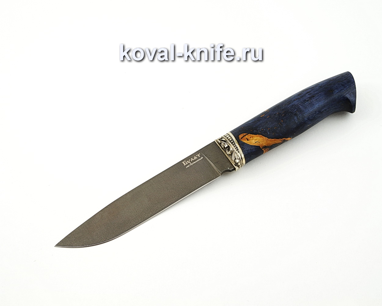 Knife Klych from powder steel M390 with a handle from stabilized Karelian birch, garda cupronickel A528