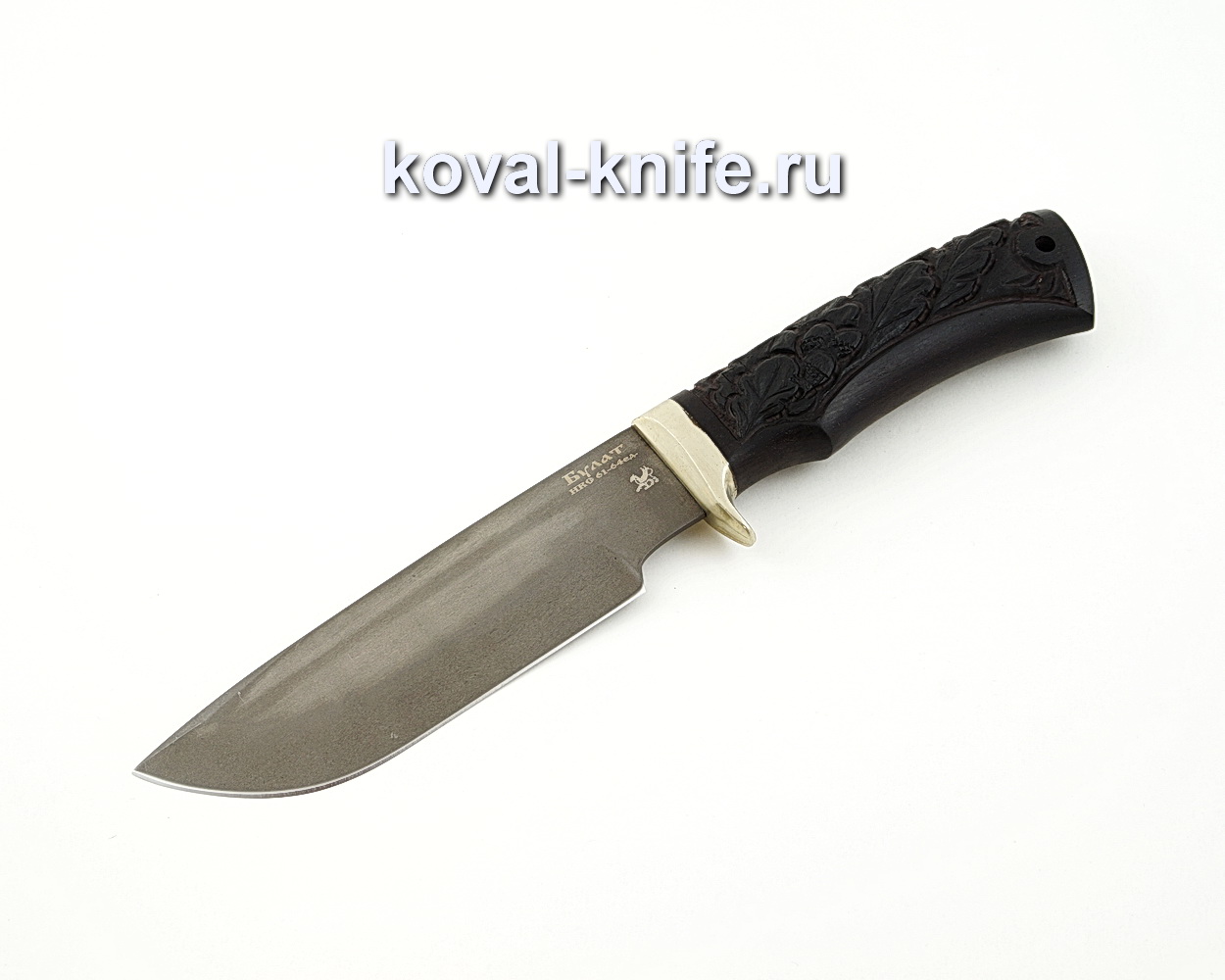 Tourist knife from powder steel M390 with a handle from stabilized Karelian birch, garda cupronickel A530