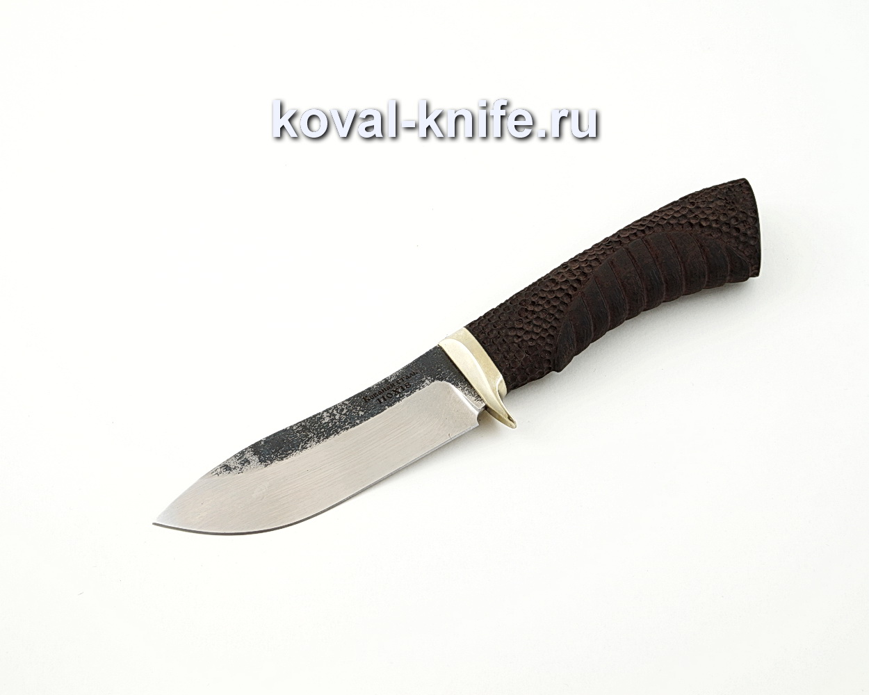 Fox knife forged steel 9XC with a black hornbeam handle, cast on a knife – nickel silver A532