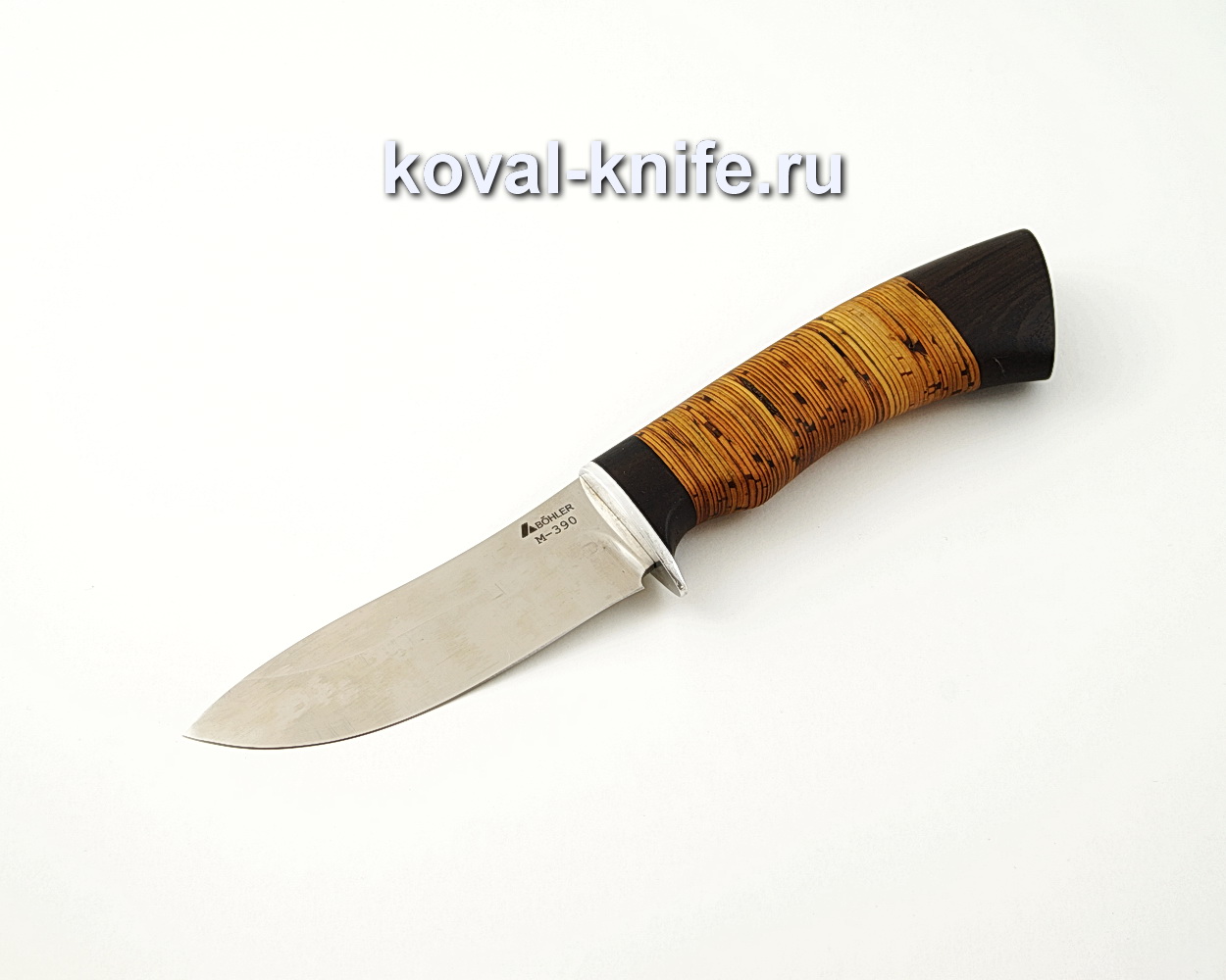 Boar knife made of M390 powder steel with a handle made of birch bark and hornbeam A525