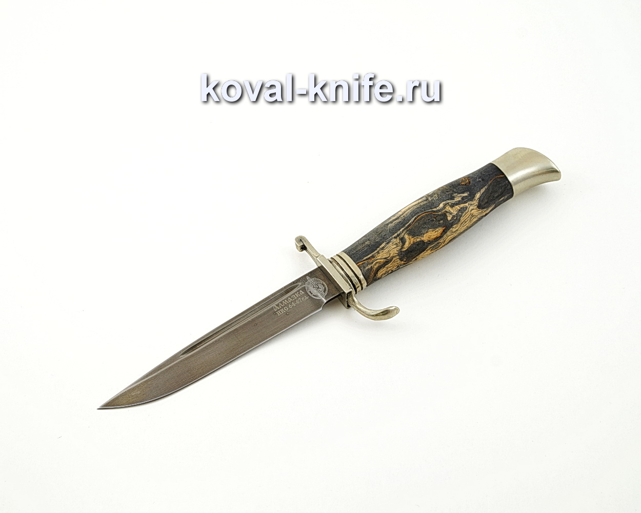 Fink knife NKVD from HV5 diamond steel with a handle from stabilized Karelian birch, cast nickel silver A587