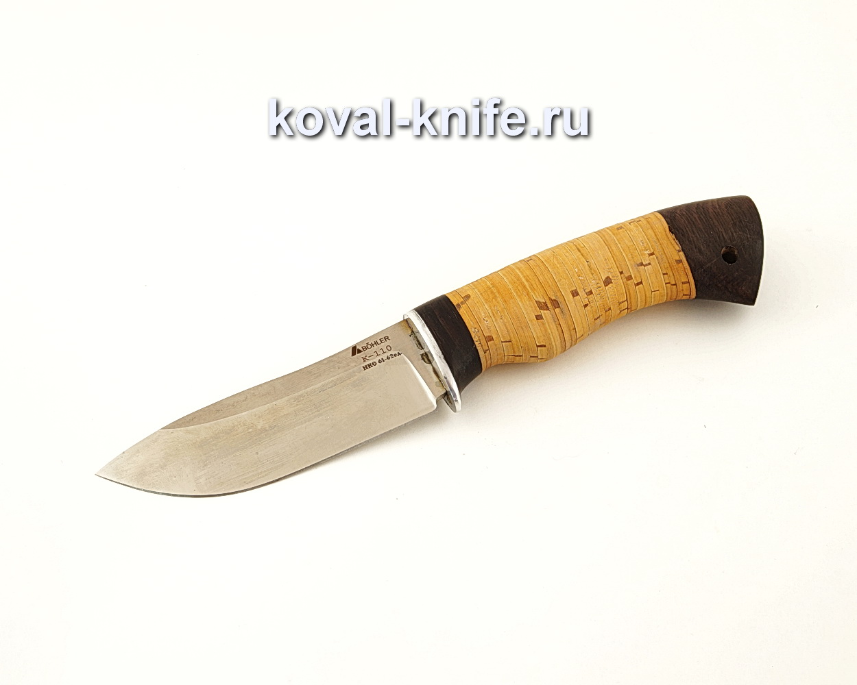 Bohler K110 steel boar knife with birch bark handle A628