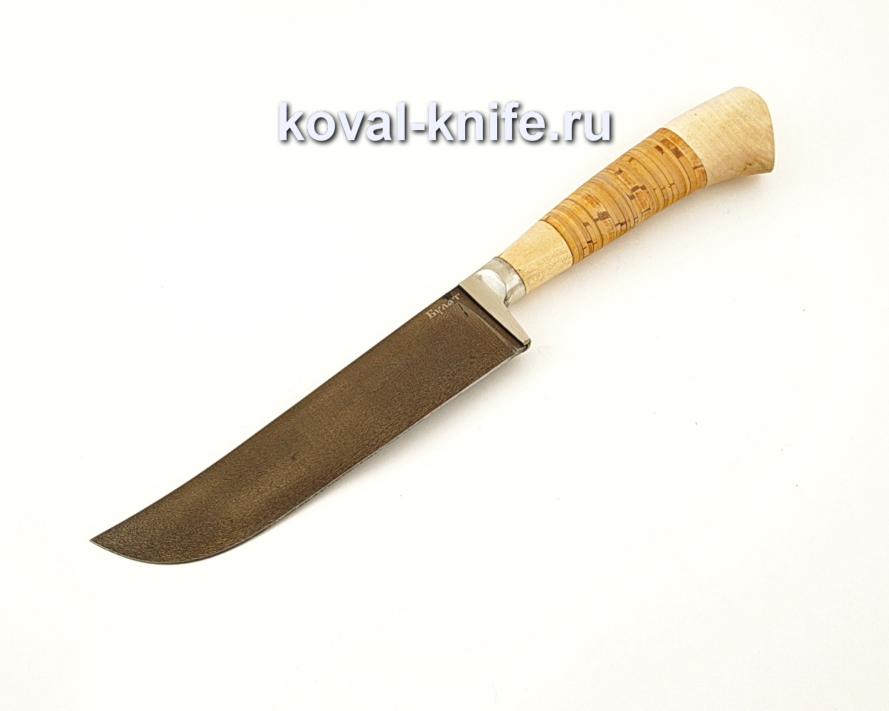 Uzbek knife – damask steel damask with a birch bark handle A633