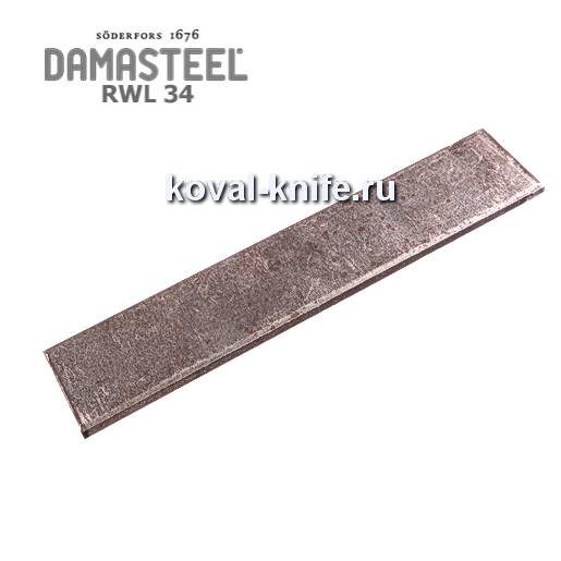 Blank for knife from powder steel Damasteel RWL34 dimensions: 200x51x3.2mm.