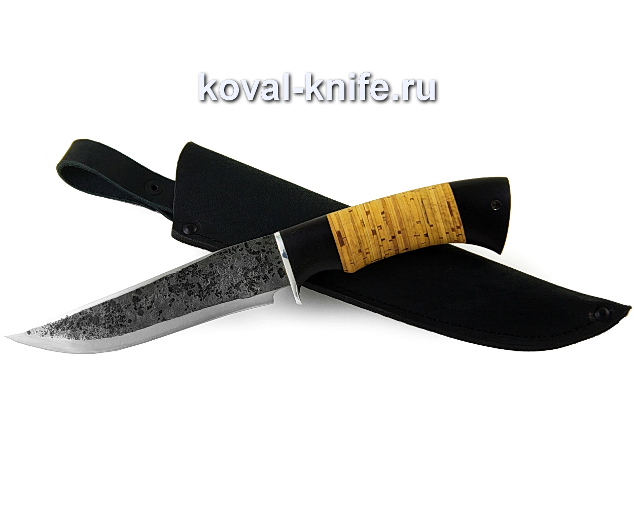 Knife Fang forged steel 9хс (birch bark handle and hornbeam) A371