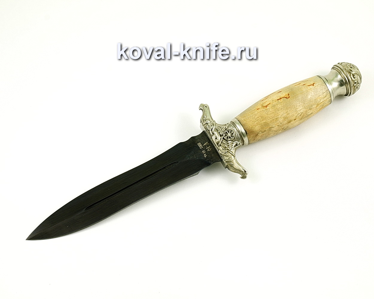 Cardinal knife from forged steel U10 (Karelian birch, cast nickel silver) A387